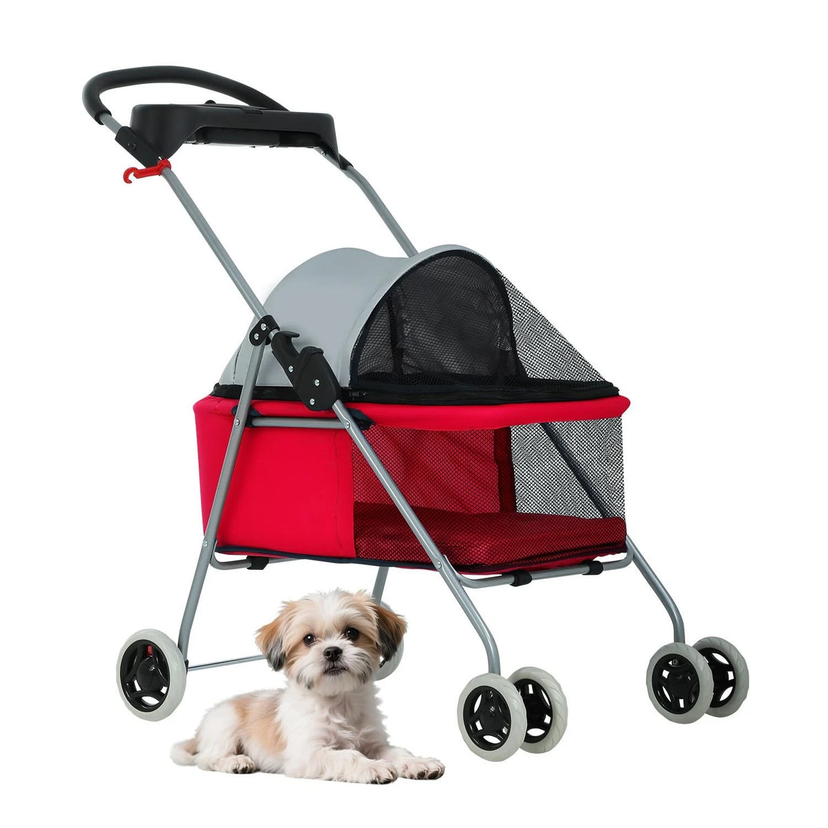 Pet Stroller 4 Wheels Posh Folding Waterproof Portable Travel Cat Dog Stroller