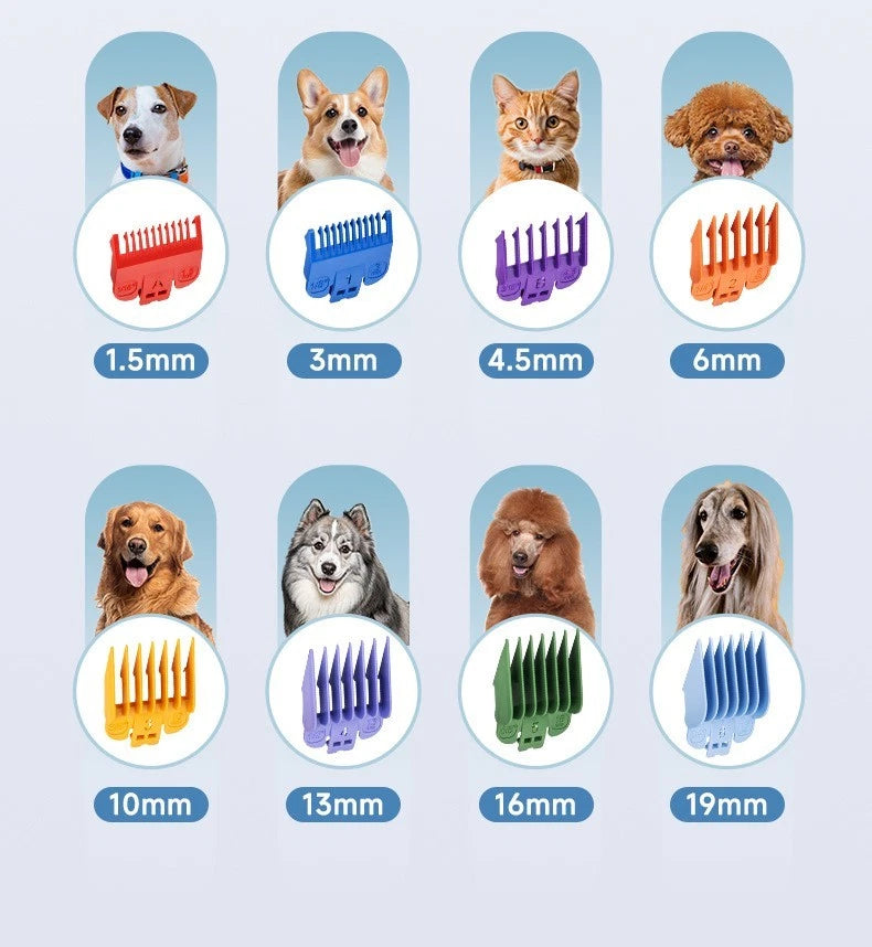 Professional 8000RPM Pet Clipper Kit for Large Dogs & Cats, Type-C, 4 Speeds