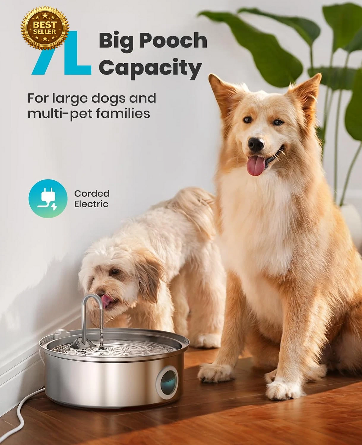 7L/230Oz Dog Water Fountain for Multi-Pet Household,Pwf002