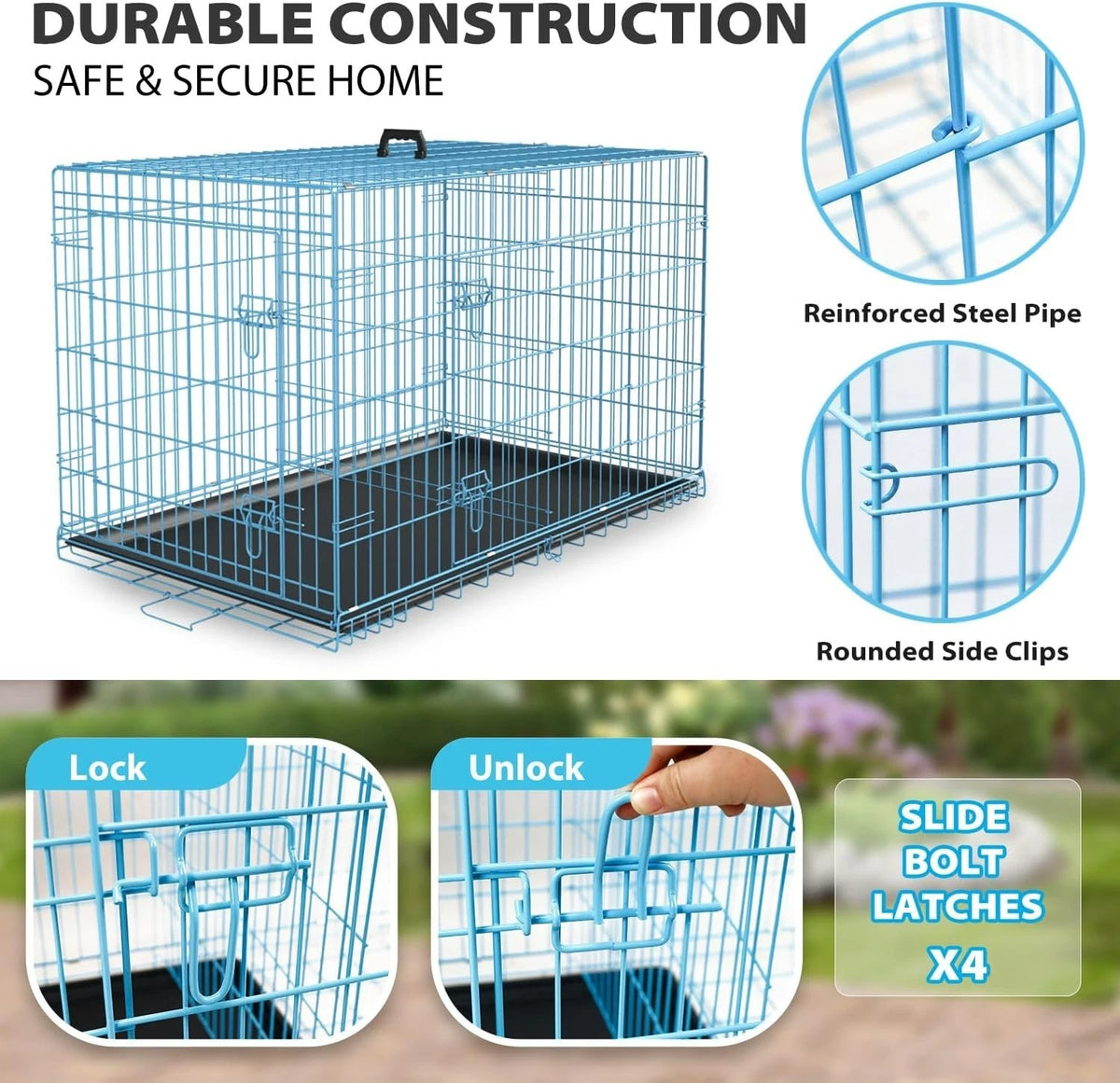18,24,30,36,42,48 Inch Dog Crates for Large Dogs Folding Mental Wire Dog Kennels