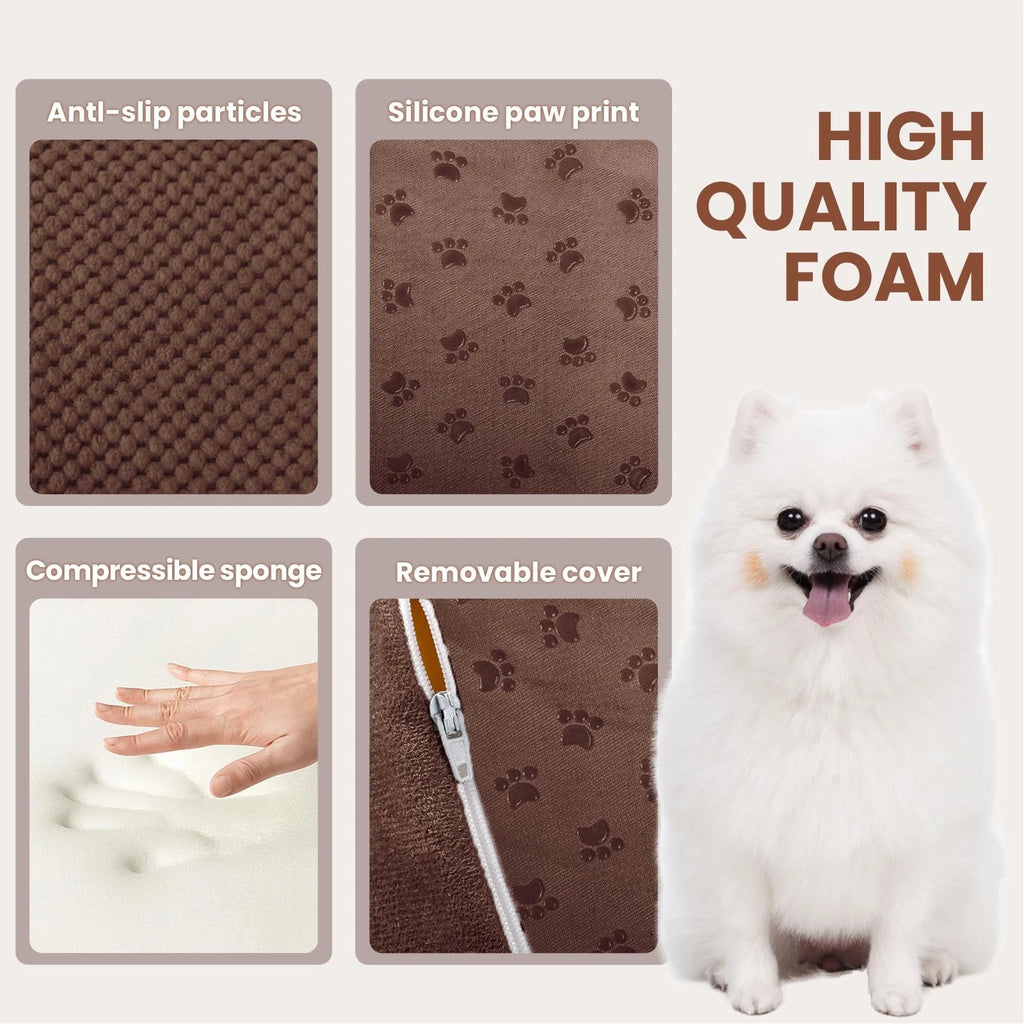 5-Tier Foam Dog Stair Extra Wide Non-Slip Pet Ramp for High Bed & Couch & Window