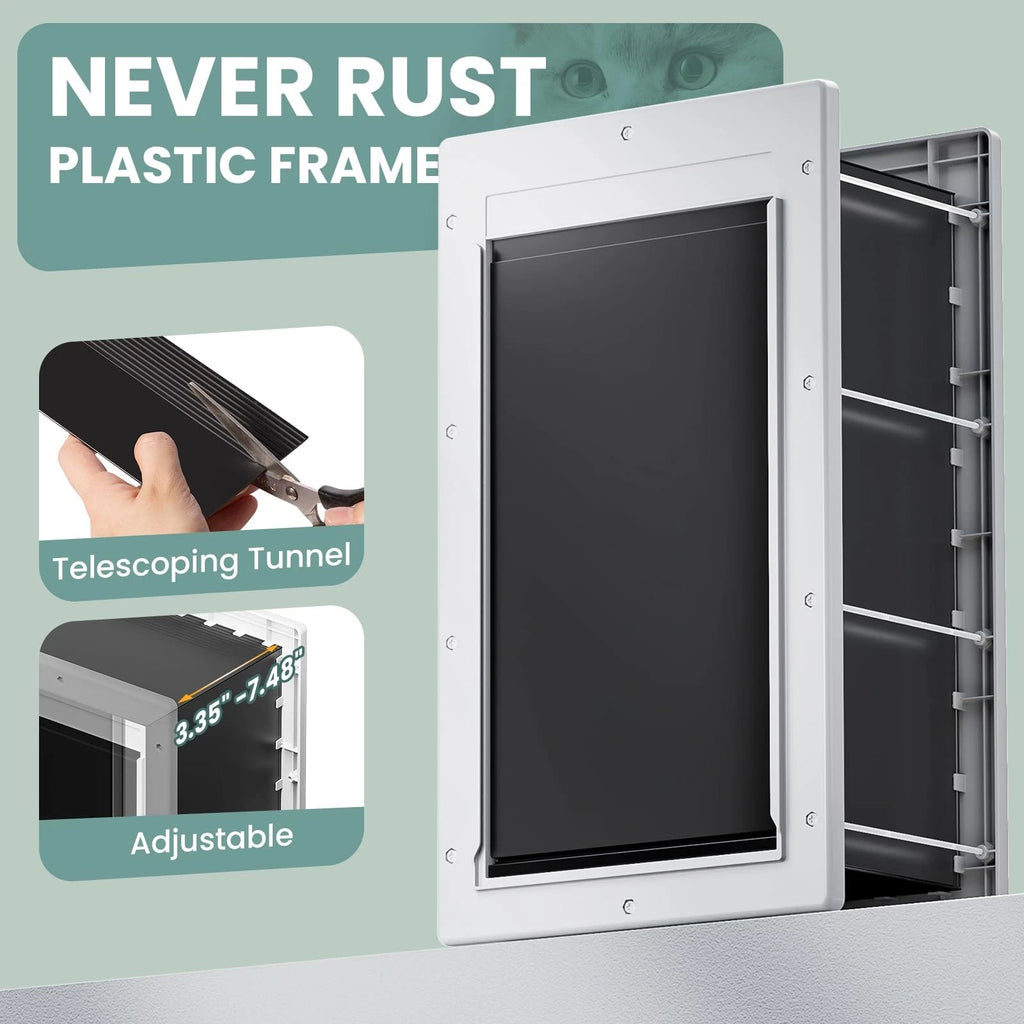 Dog Door 3 Flap, Plastic Dog Door for Wall, Large Doggy Door, Dogie Door