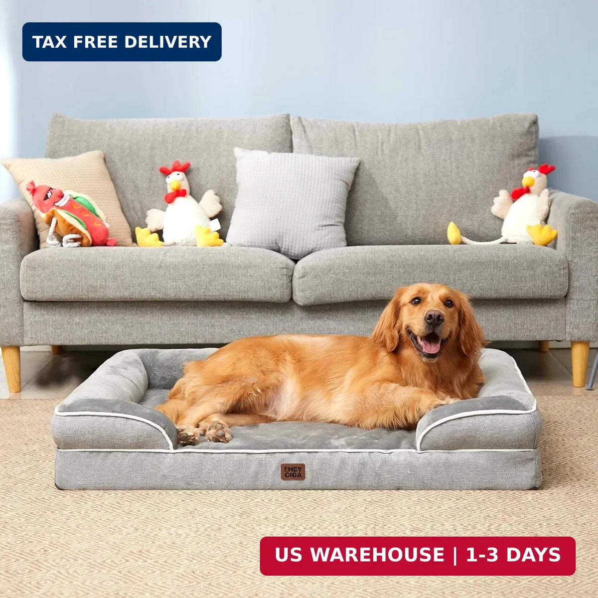 EHEYCIGA Orthopedic Dog Beds Large Sized Dog, Waterproof Memory Foam Pet Bed wit