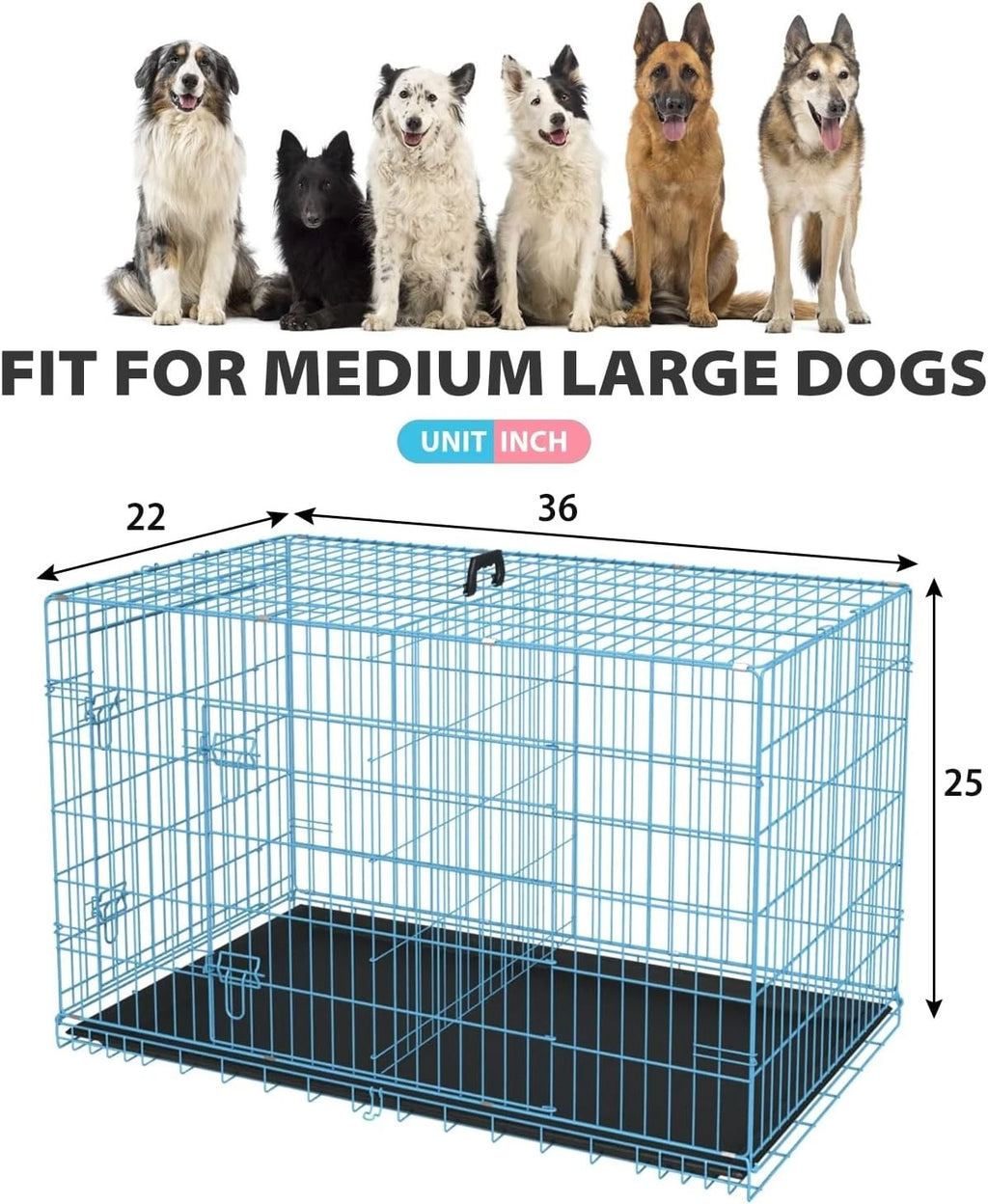 18,24,30,36,42,48 Inch Dog Crates for Large Dogs Folding Mental Wire Dog Kennels