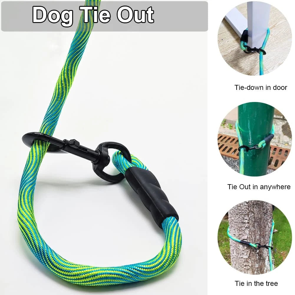 Heavy Duty Dog Tie Out Tether Long Training Leash Outdoor Yard Camp Rope Lead