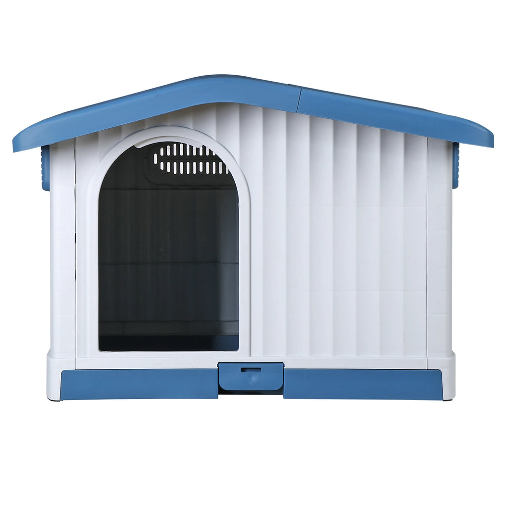 Large Plastic Dog House Indoor Outdoor Dog Kennel Waterproof Puppy Shelter Blue