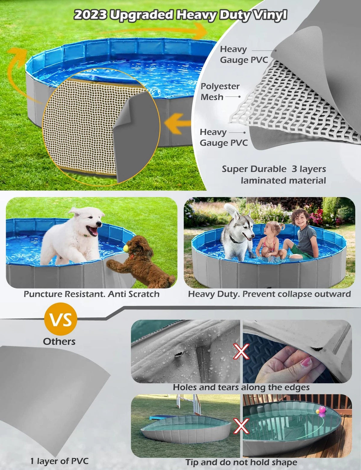 Jasonwell Foldable Dog Pet Bath Pool Collapsible Dog Pet Pool Bathing Tub Kiddie
