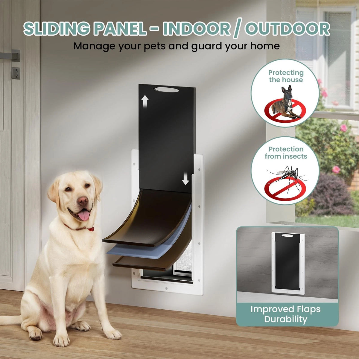 Dog Door 3 Flap, Plastic Dog Door for Wall, Large Doggy Door, Dogie Door