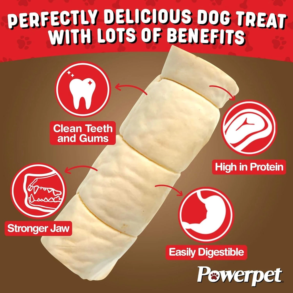 Powerpet: Beef Cheek Rolls 8-10" BULK Natural Dog Chews- Improve Dental Hygiene