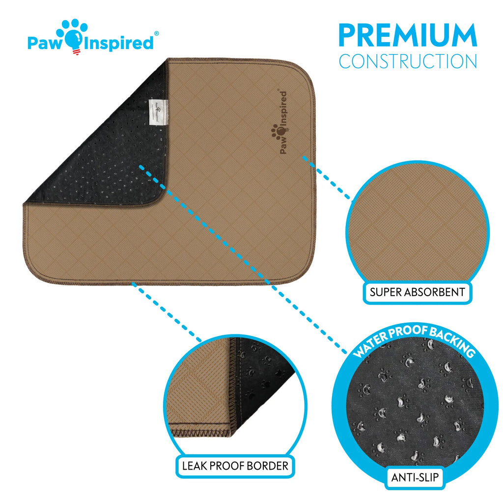 Paw Inspired Washable Dog Pads, Reusable Puppy Pee Wee Training Pads Extra Large