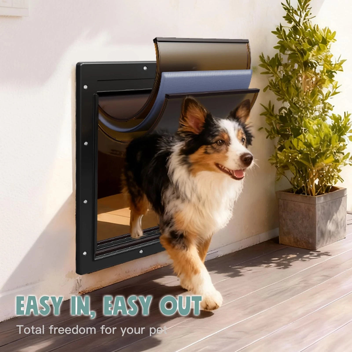 Dog Door 3 Flap, Plastic Dog Door for Wall, Large Doggy Door, Dogie Door