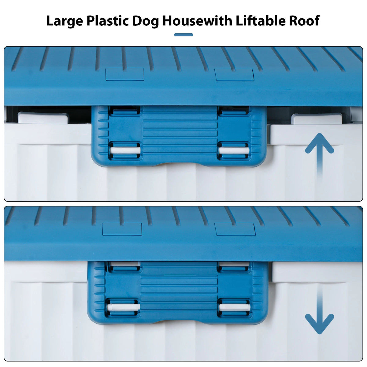 Large Plastic Dog House Indoor Outdoor Dog Kennel Waterproof Puppy Shelter Blue