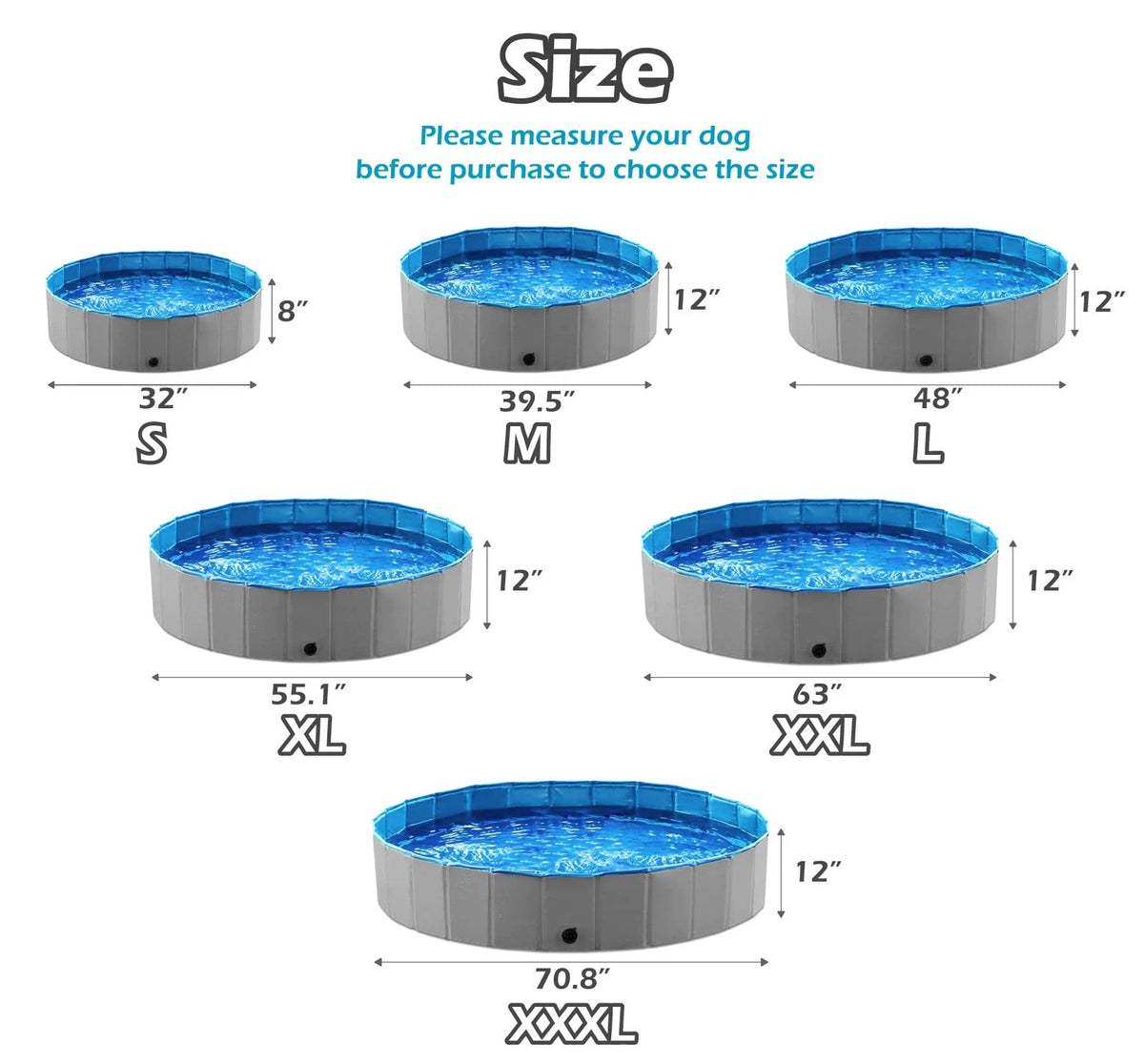 Jasonwell Foldable Dog Pet Bath Pool Collapsible Dog Pet Pool Bathing Tub Kiddie