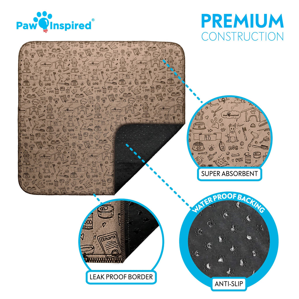 Paw Inspired Washable Dog Pads, Reusable Puppy Pee Wee Training Pads Extra Large