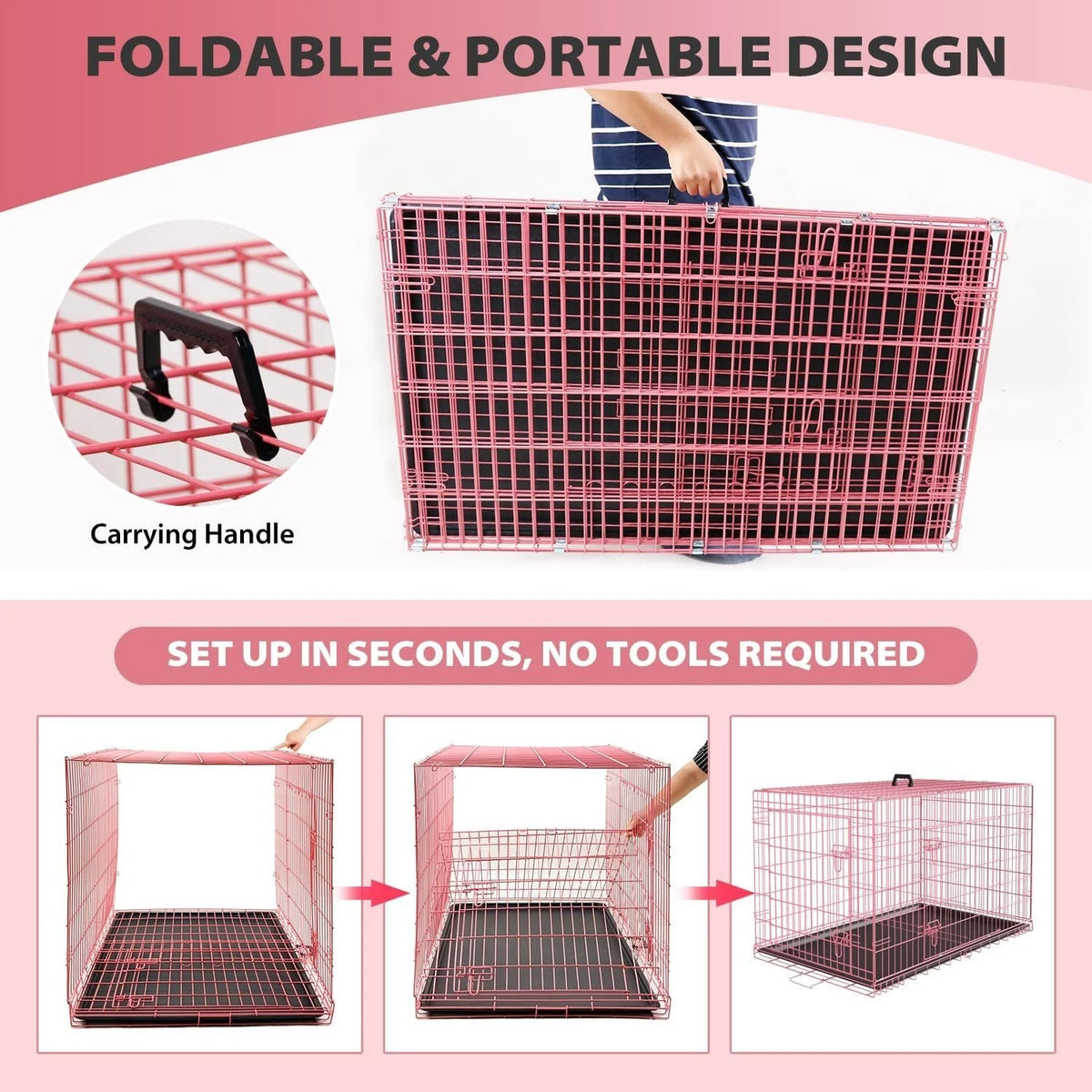 18,24,30,36,42,48 Inch Dog Crates for Large Dogs Folding Mental Wire Dog Kennels