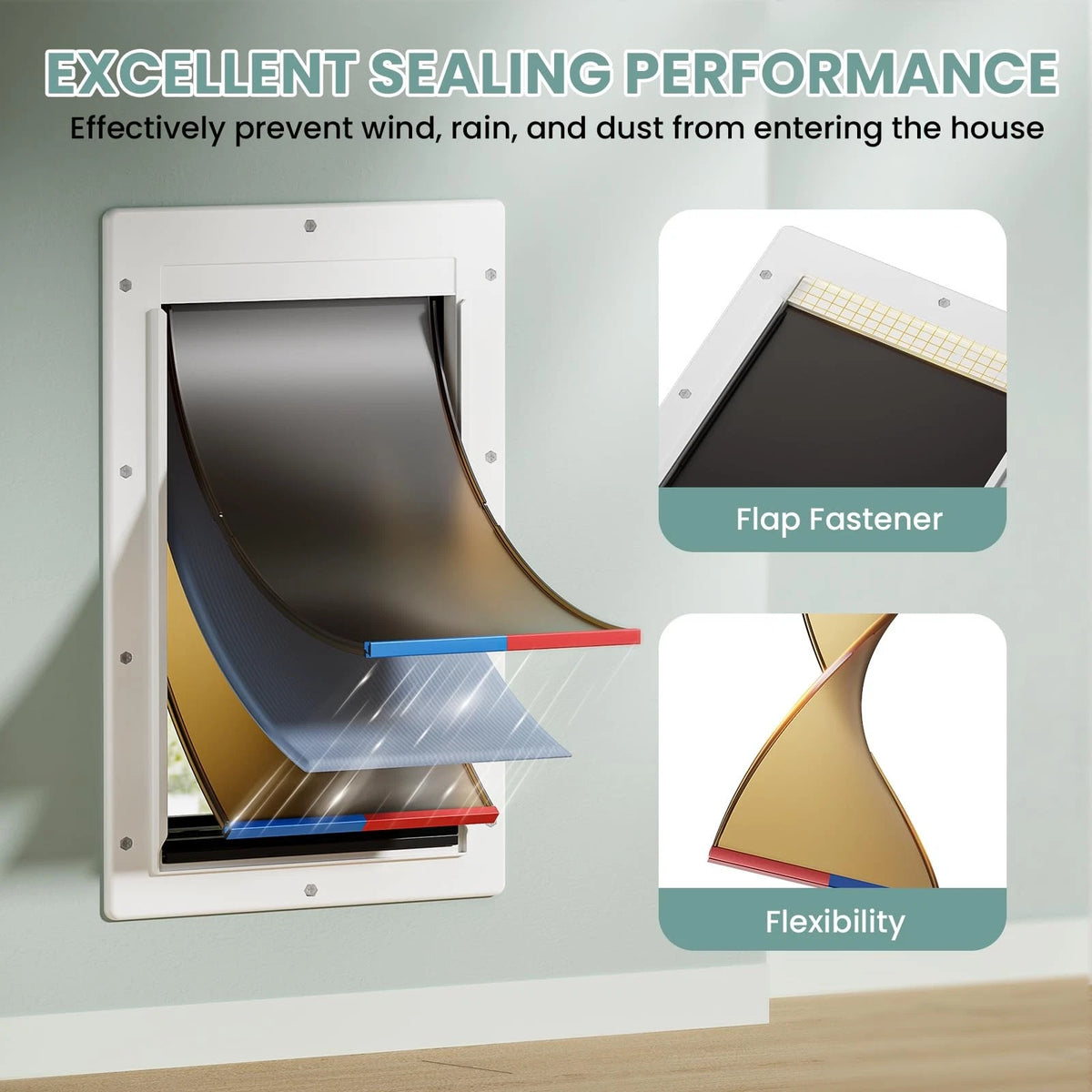 Dog Door 3 Flap, Plastic Dog Door for Wall, Large Doggy Door, Dogie Door