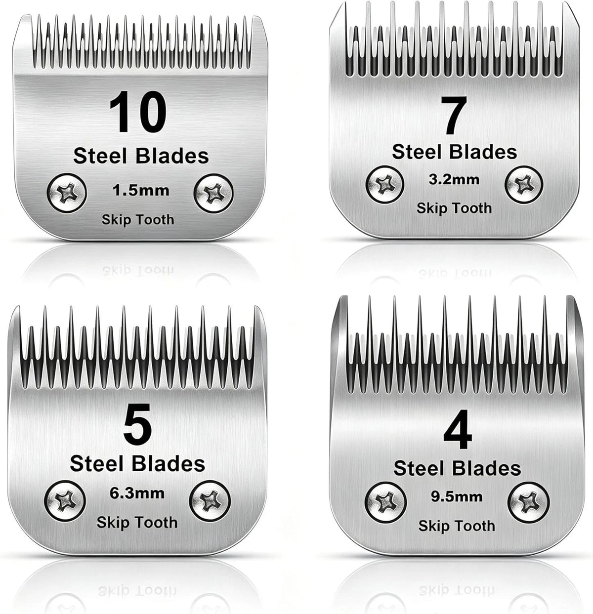 Dog Grooming Blades for Andis Oster A5 Wahl KM10 Clippers (10 7 5 4 Skip Tooth)