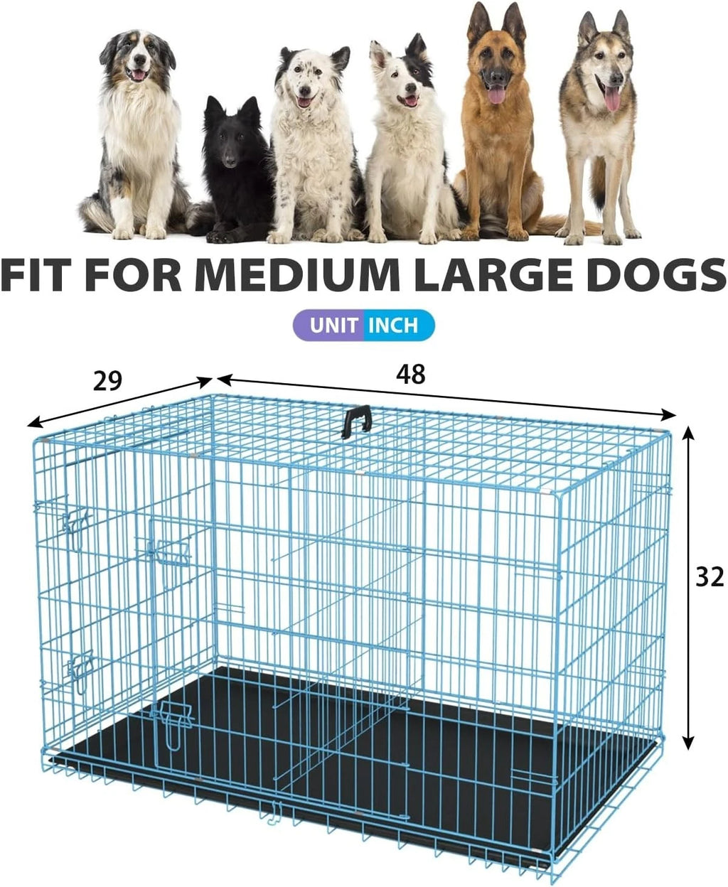 18,24,30,36,42,48 Inch Dog Crates for Large Dogs Folding Mental Wire Dog Kennels