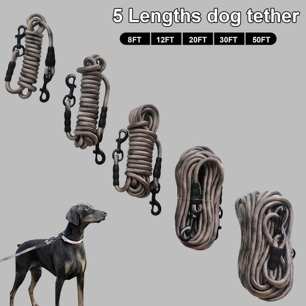 Heavy Duty Dog Tie Out Tether Long Training Leash Outdoor Yard Camp Rope Lead