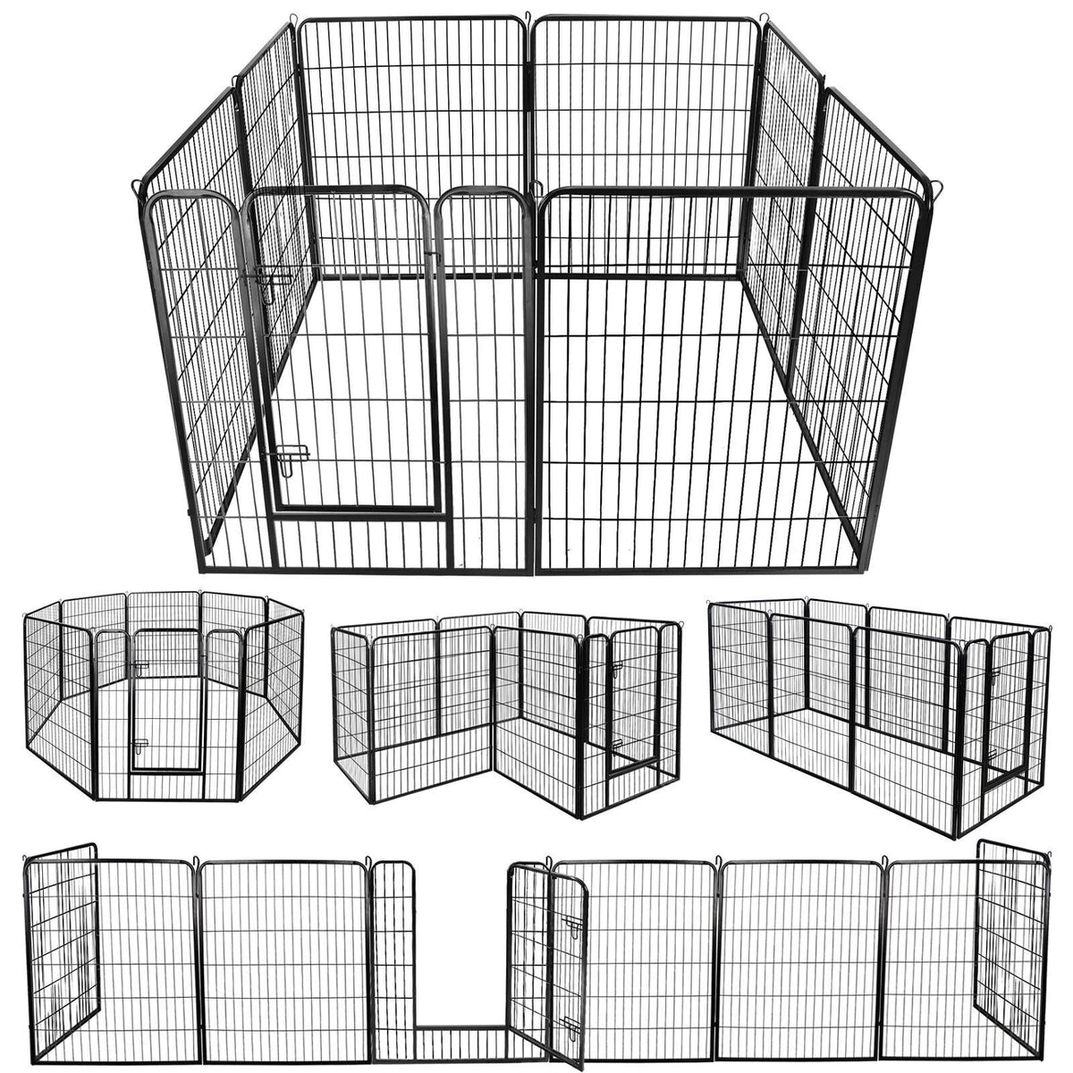 Foldable 8 Panels 40'' Large Dog Playpen Dog Fence Puppy Exercise Pen with Doors