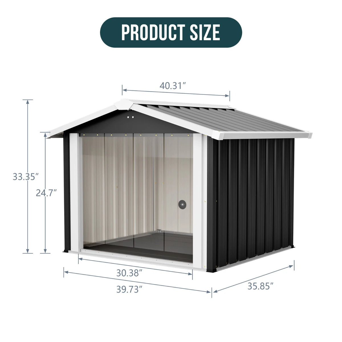 Large Metal Dog House Outdoor Indoor Pet Dog Shelter w/ PVC Door for Large Dogs