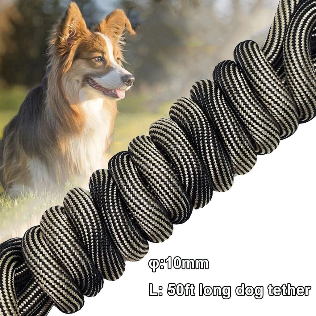 Heavy Duty Dog Tie Out Tether Long Training Leash Outdoor Yard Camp Rope Lead