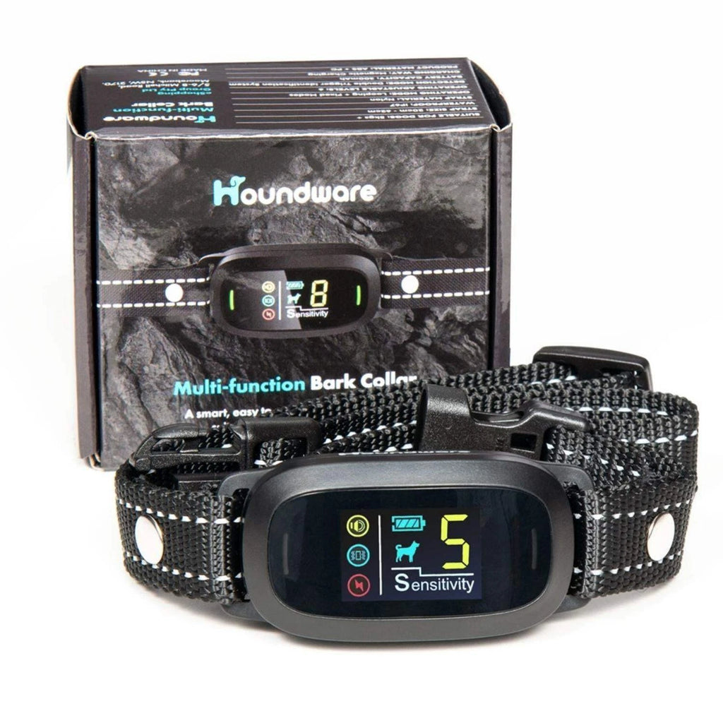 \[Houndware\] Multi-Functional Anti-Bark Collar - IP67, Dual Sensors, 4 Modes, Qui