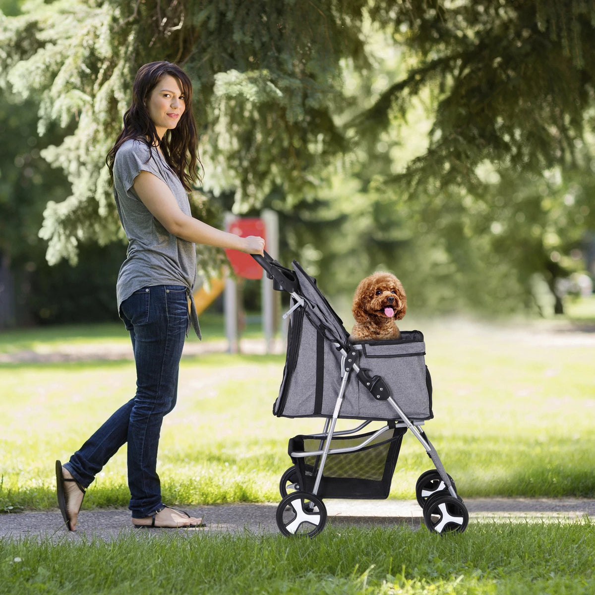 Pet Stroller for Medium Small Dogs Foldable 4 Wheels Dog Strollers Lightweight