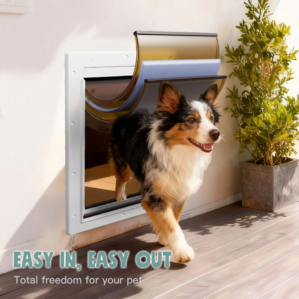 Dog Door 3 Flap, Plastic Dog Door for Wall, Large Doggy Door, Dogie Door