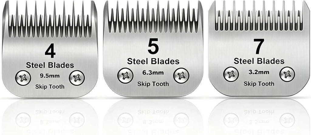 Dog Grooming Blades for Andis Oster A5 Wahl KM10 Clippers (10 7 5 4 Skip Tooth)