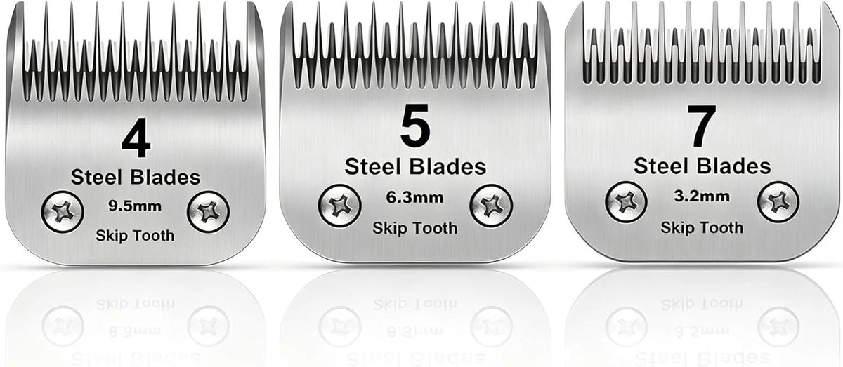 Dog Grooming Blades for Andis Oster A5 Wahl KM10 Clippers (10 7 5 4 Skip Tooth)