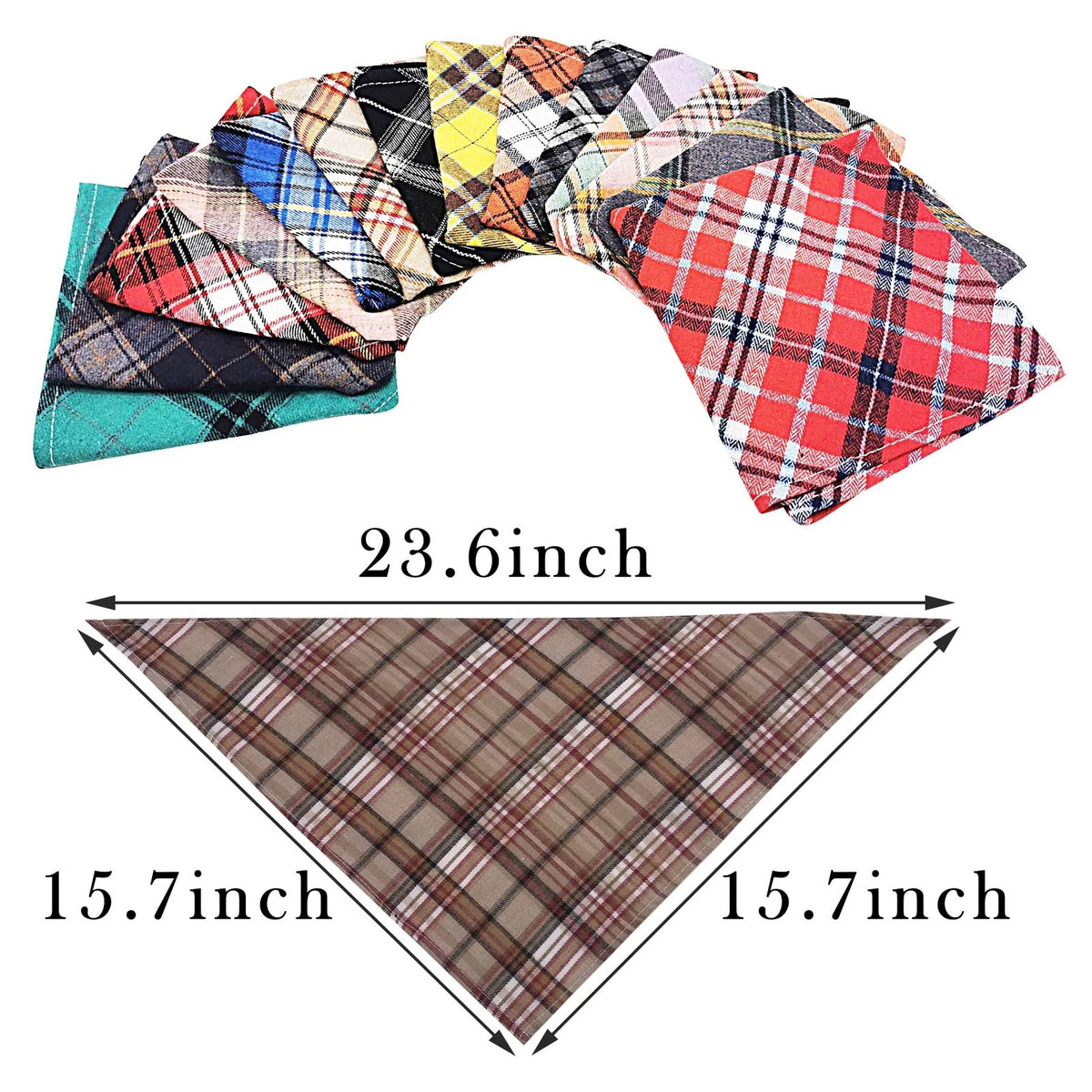 50 PCS Plaid Cotton Dog Bandanas Bulk Small Breed Triangle Pet Scarf Kerchief