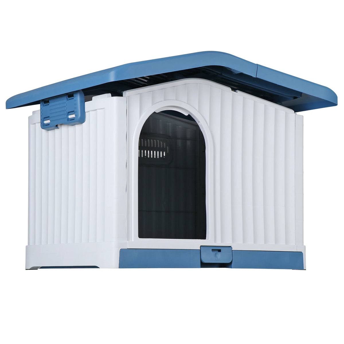 Large Plastic Dog House Indoor Outdoor Dog Kennel Waterproof Puppy Shelter Blue
