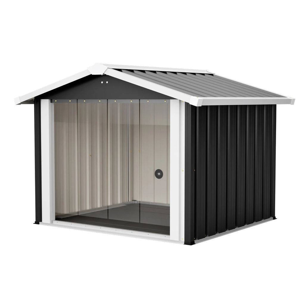 Large Metal Dog House Outdoor Indoor Pet Dog Shelter w/ PVC Door for Large Dogs