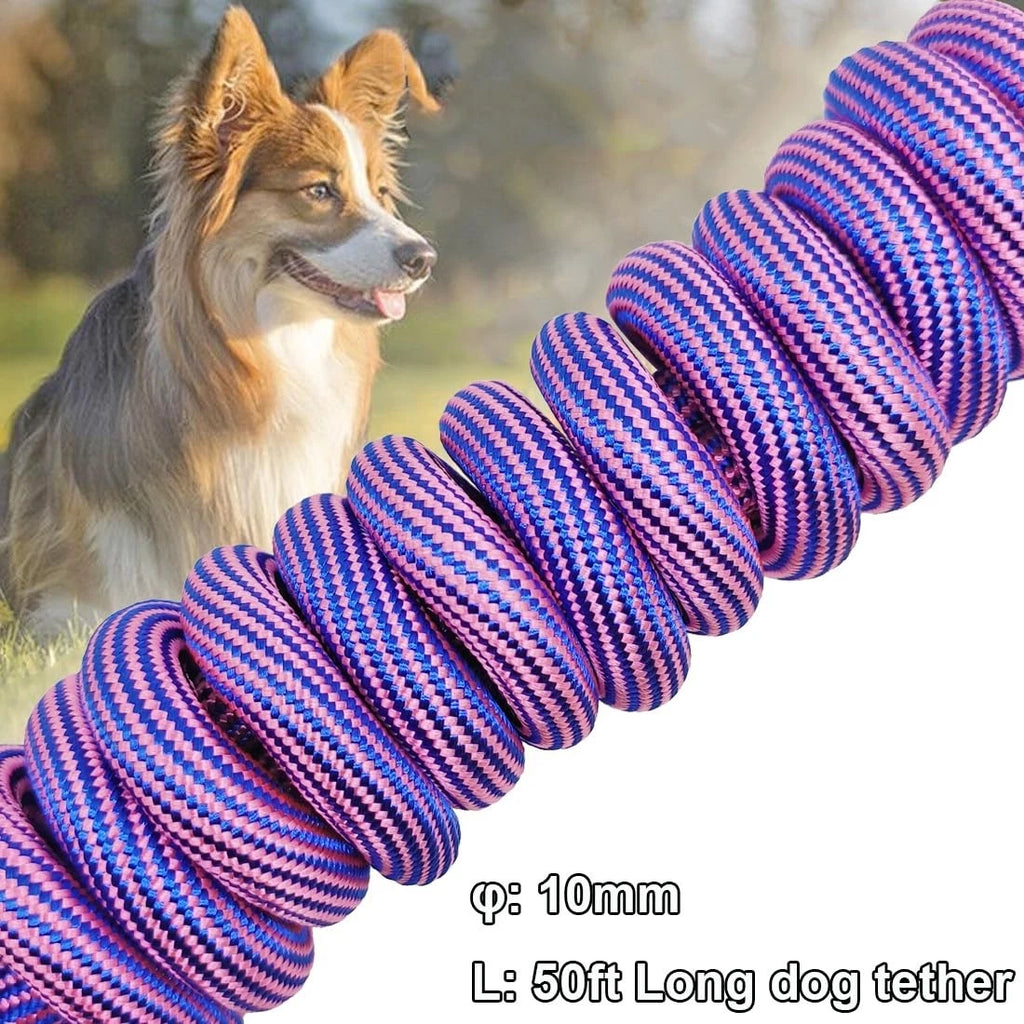 Heavy Duty Dog Tie Out Tether Long Training Leash Outdoor Yard Camp Rope Lead