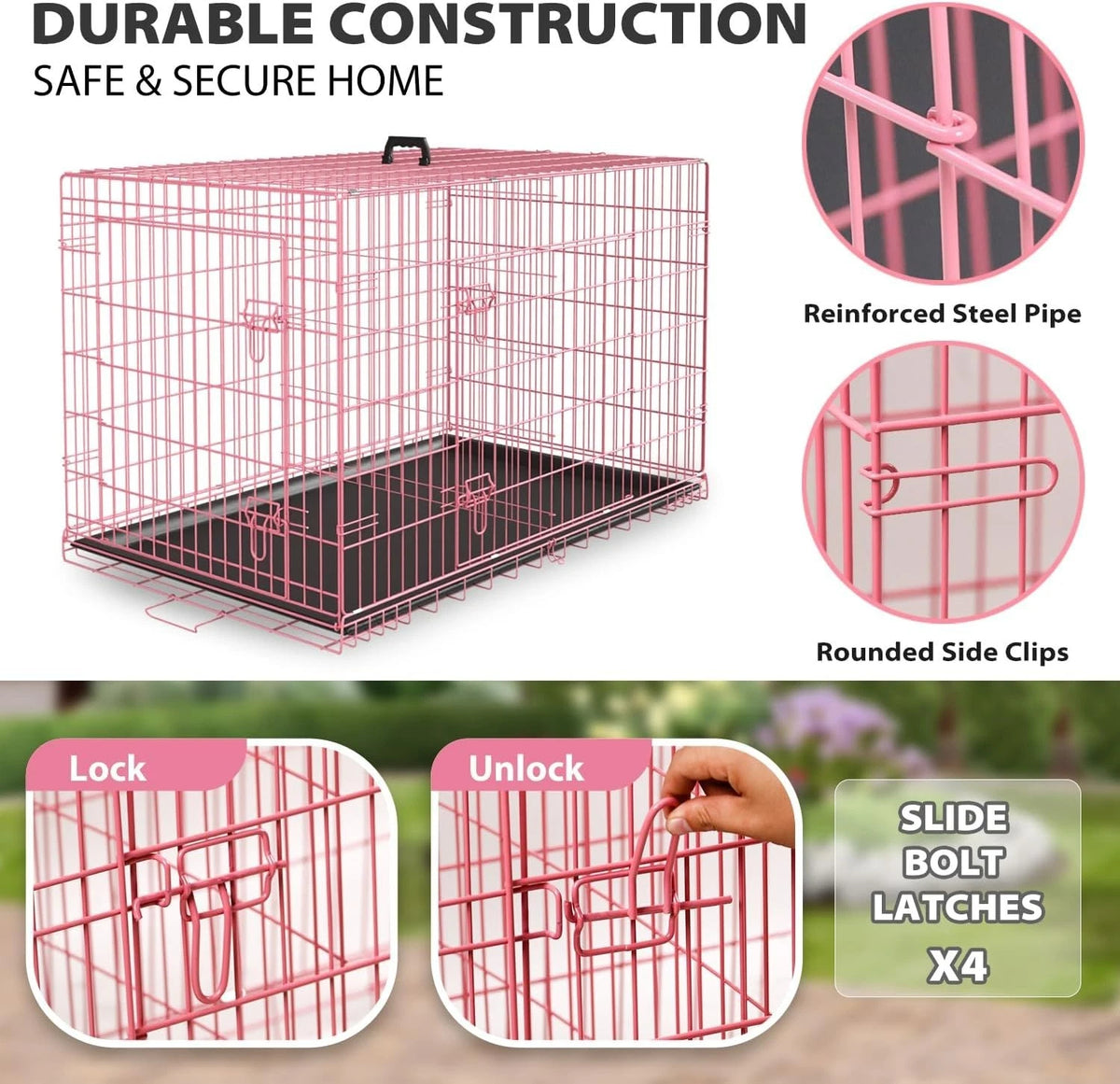 18,24,30,36,42,48 Inch Dog Crates for Large Dogs Folding Mental Wire Dog Kennels