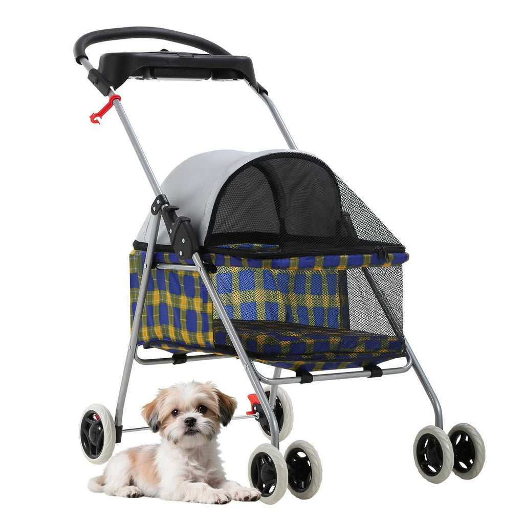 Pet Stroller 4 Wheels Posh Folding Waterproof Portable Travel Cat Dog Stroller