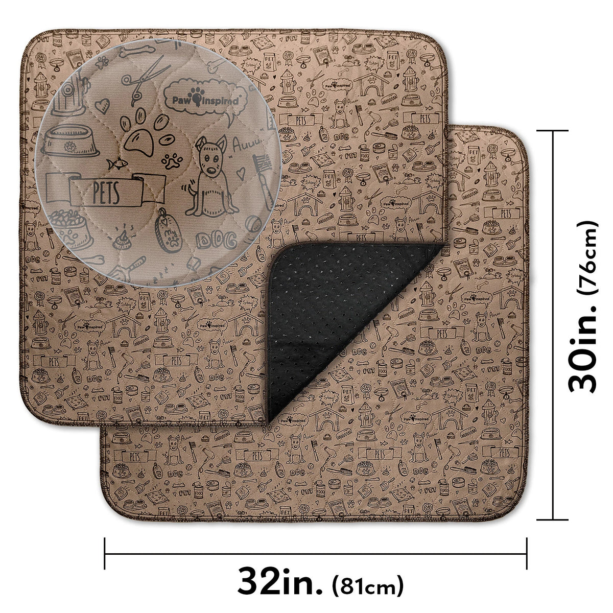 Paw Inspired Washable Dog Pads, Reusable Puppy Pee Wee Training Pads Extra Large