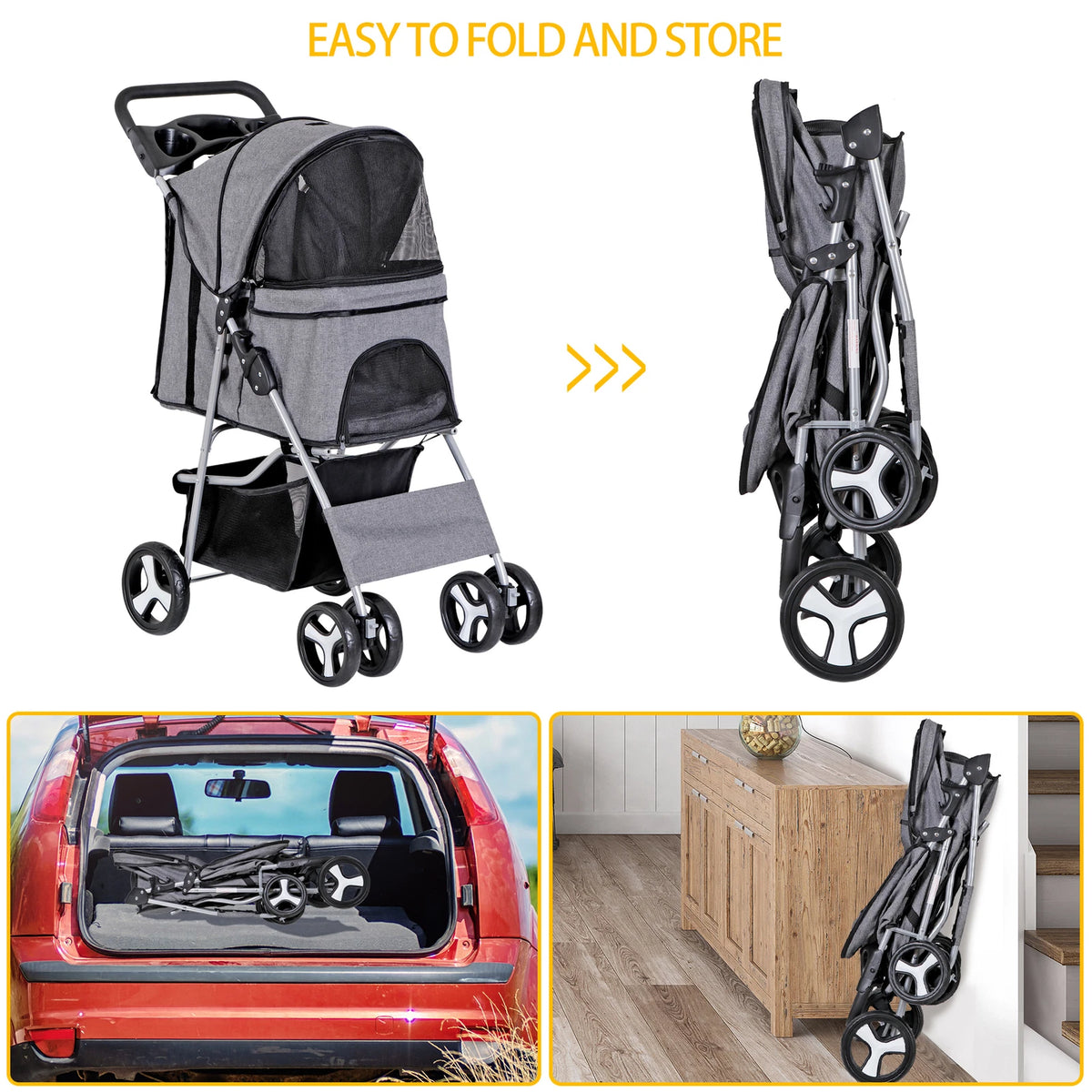 Pet Stroller for Medium Small Dogs Foldable 4 Wheels Dog Strollers Lightweight