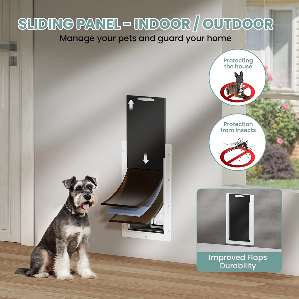 Dog Door 3 Flap, Plastic Dog Door for Wall, Large Doggy Door, Dogie Door