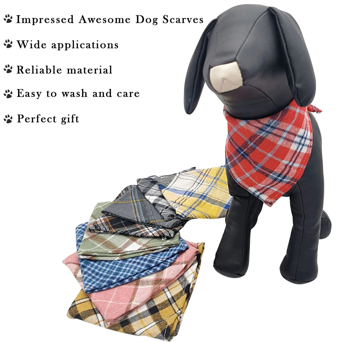50 PCS Plaid Cotton Dog Bandanas Bulk Small Breed Triangle Pet Scarf Kerchief