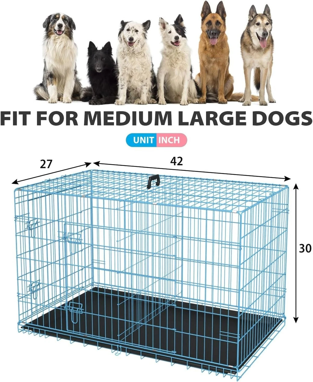 18,24,30,36,42,48 Inch Dog Crates for Large Dogs Folding Mental Wire Dog Kennels