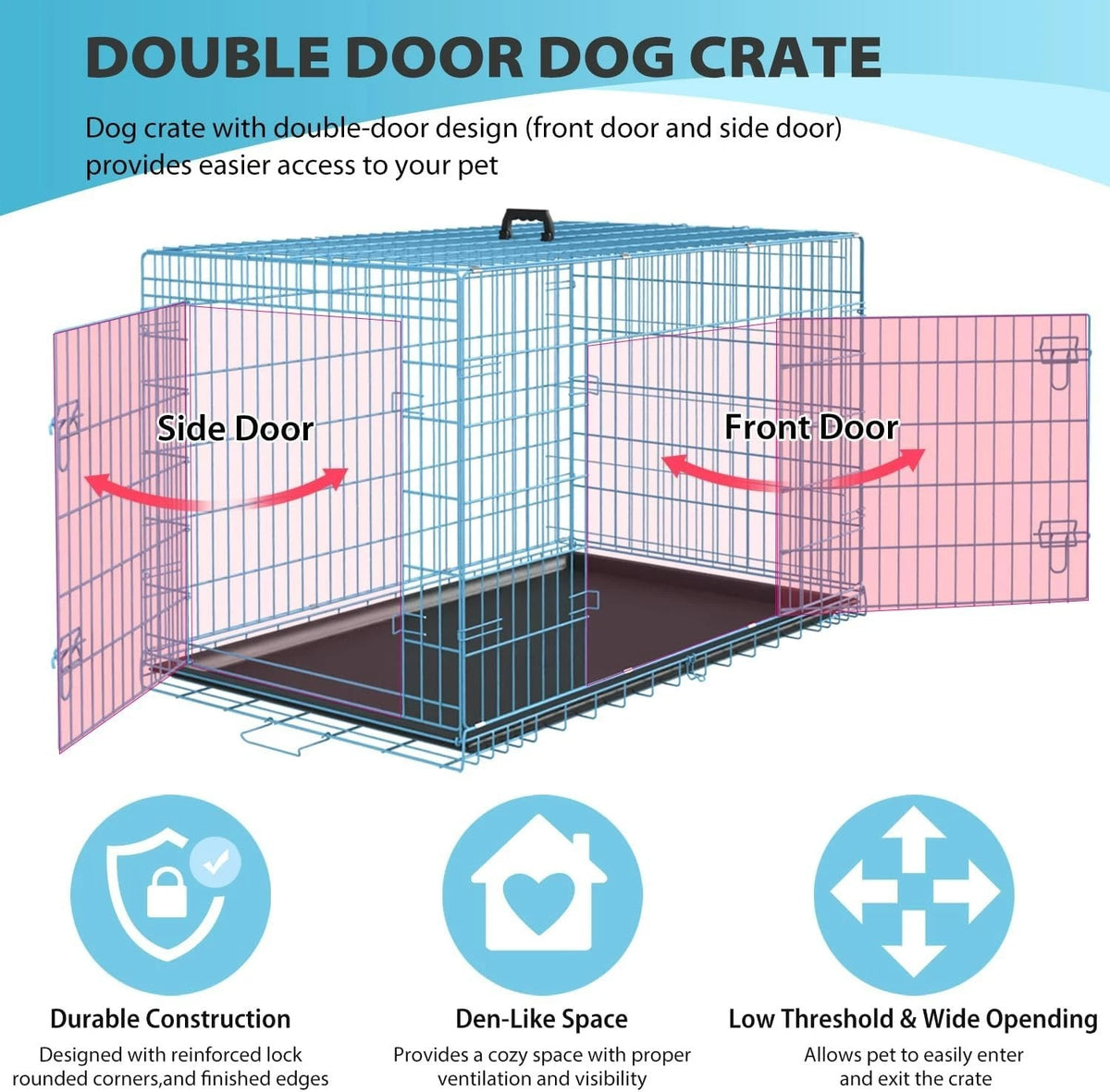 18,24,30,36,42,48 Inch Dog Crates for Large Dogs Folding Mental Wire Dog Kennels