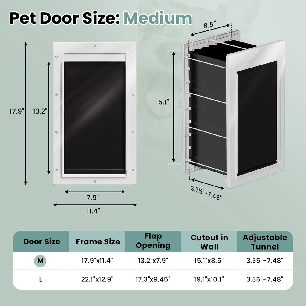 Dog Door 3 Flap, Plastic Dog Door for Wall, Large Doggy Door, Dogie Door