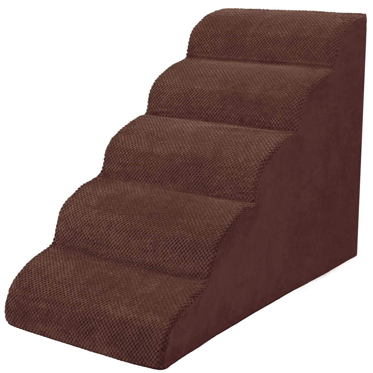 5-Tier Foam Dog Stair Extra Wide Non-Slip Pet Ramp for High Bed & Couch & Window