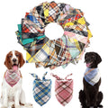 50 PCS Plaid Cotton Dog Bandanas Bulk Small Breed Triangle Pet Scarf Kerchief