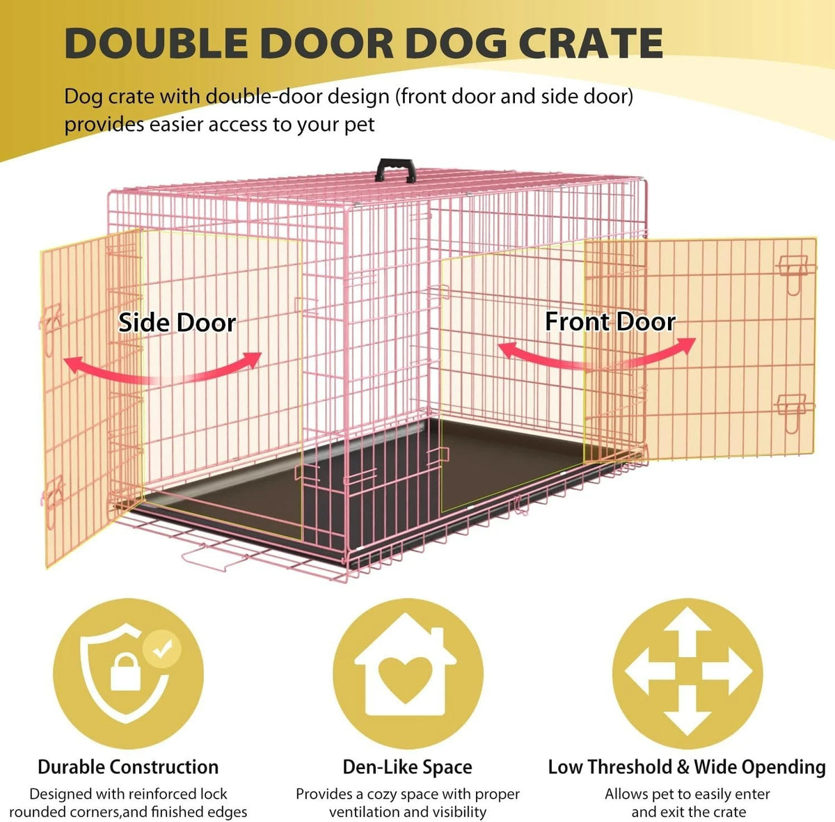 18,24,30,36,42,48 Inch Dog Crates for Large Dogs Folding Mental Wire Dog Kennels