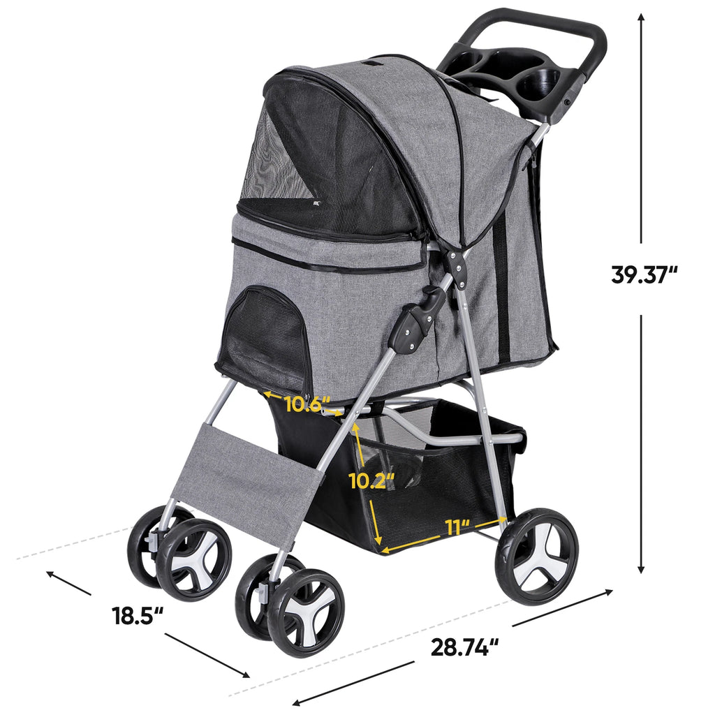 Pet Stroller for Medium Small Dogs Foldable 4 Wheels Dog Strollers Lightweight