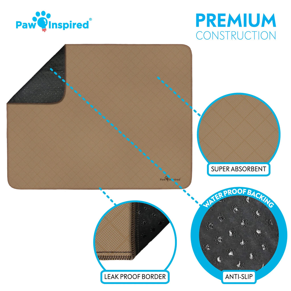 Paw Inspired Washable Dog Pads, Reusable Puppy Pee Wee Training Pads Extra Large