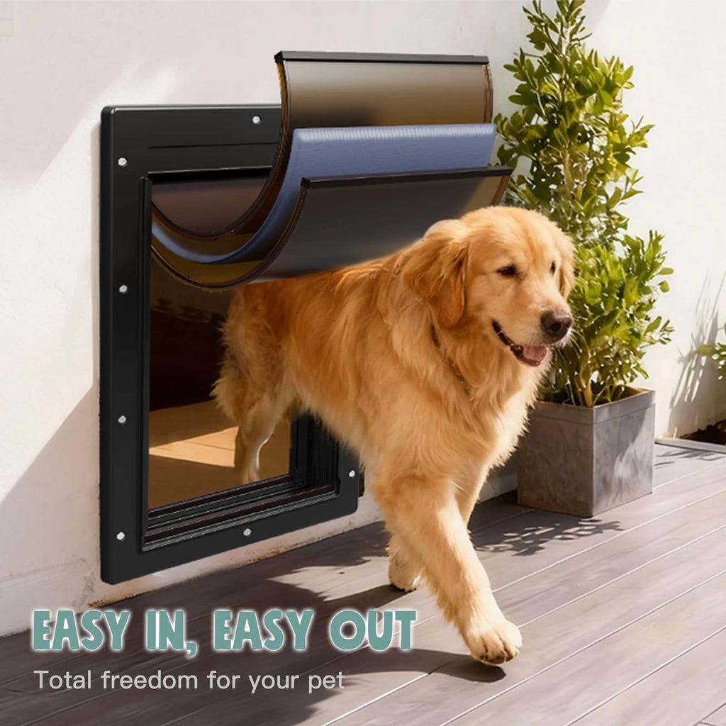 Dog Door 3 Flap, Plastic Dog Door for Wall, Large Doggy Door, Dogie Door